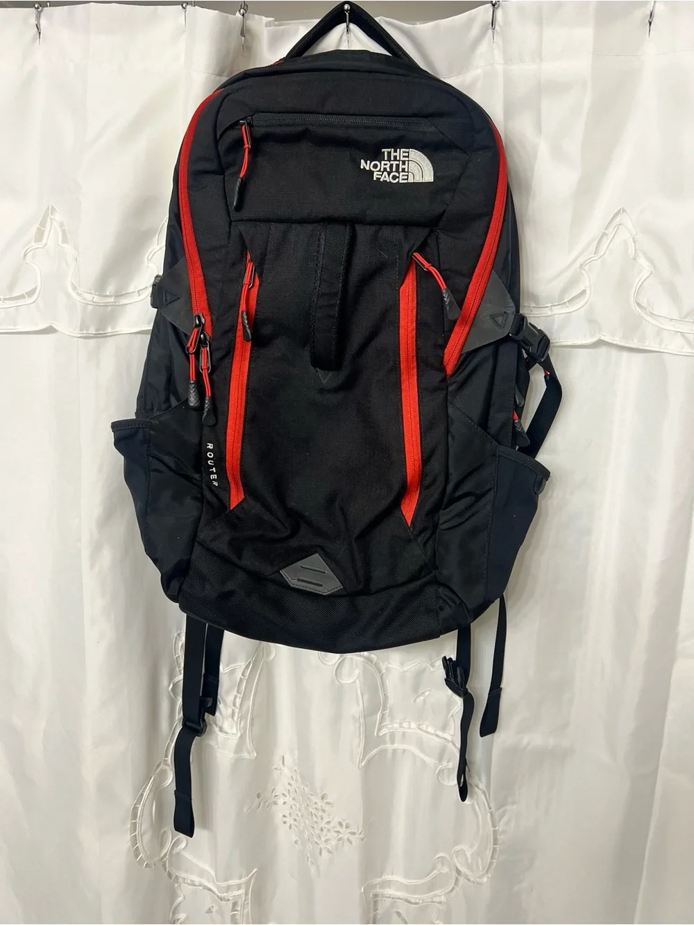 The North Face Router Transit 41L Laptop Travel Backpack Black Red